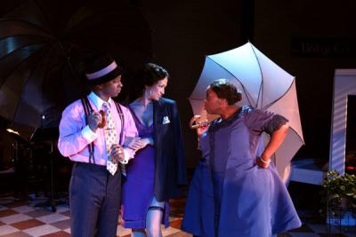 Big Maybelle (Lillias White, right) confronts her sometime lover, Sully (Eric Brown), and Loretta (Kiku Collins) in “Big Maybelle: Soul of the Blues,” which is at the Bay Street Theatre in Sag Harbor through Sept. 2.