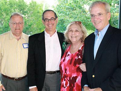 Left to right: John Flaherty, president of the East Hampton Chamber of Commerce, Zach Cohen, Democratic candidate for East Hampton Town supervisor, Marina Van, the director of the chamber, and Bill Wilkinson, the Republican incumbent East Hampton Town supervisor, at a mixer last Thursday.