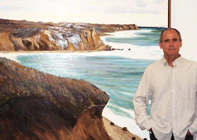 John Pomianowski’s paintings of where land meets sea in Montauk can be seen at the hamlet’s Outeast Gallery.