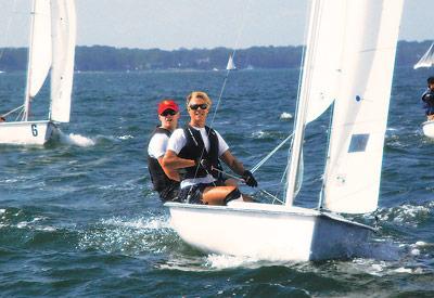 Breakwater Yacht Club members, including Matt Newman and Michael Clarjen, above, made up about half of the fleet.