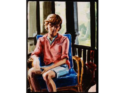 Elizabeth Peyton’s “Nick in Orient,” an oil-on-board portrait of the artist Nick Mauss, is part of the “American Portraits” exhibit opening at the Parrish Art Museum on Sunday.