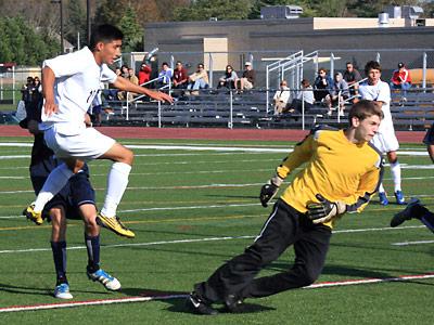 Jean Carlos Barrientos, left, scissor-kicked in East Hampton’s first goal at the end of the first half.