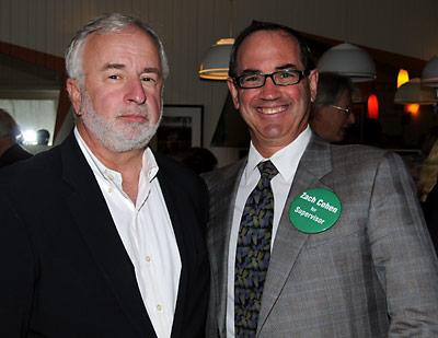 Babette’s restaurant hosted a meeting for supporters of Democratic candidates for East Hampton Town supervisor and town board on Sunday. Representative Tim Bishop, left, and Zach Cohen, who is running for supervisor, attended.