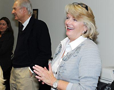 Sylvia Overby celebrated her success in gaining a seat on the East Hampton Town board.