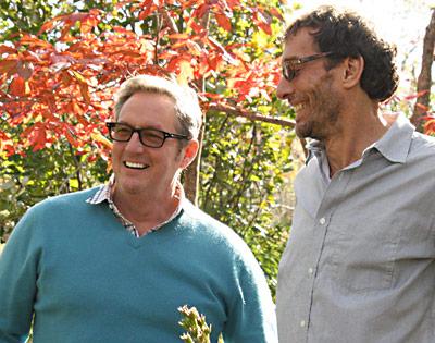 Jack deLashmet, left, and Geoffrey Nimmer shared a laugh as they surveyed the garden at their house in Springs.