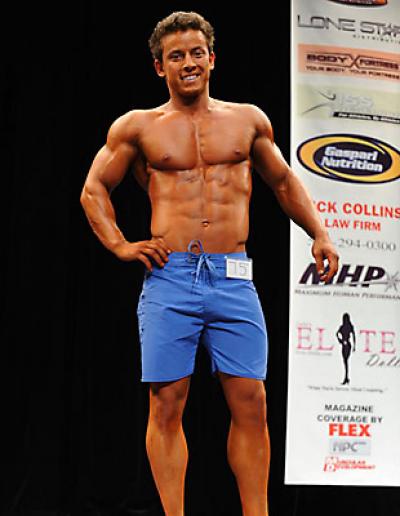 Carbing up and carbing down enabled Beni Shoshi to place third in the first men’s physique competition he entered.