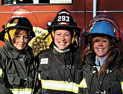 Ann Glennon, Dawn Green, and Karen Haab are three of the four women firefighters in the Springs Fire Department.