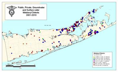 New York State has released a 300-page report on managing contaminants found in drinking water on Long Island. Detectable metalaxyl levels, above, among others, have been found in a number of East End samples.