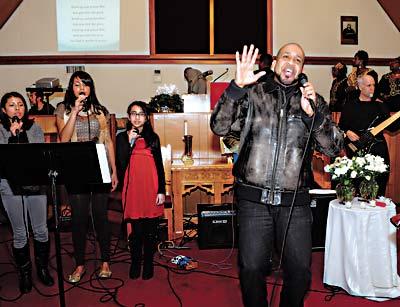 Klever Prieto performed with the Vida Abundante Church and the Living Water Church choirs at a celebration on Martin Luther King Day at Calvary Baptist Church in East Hampton.