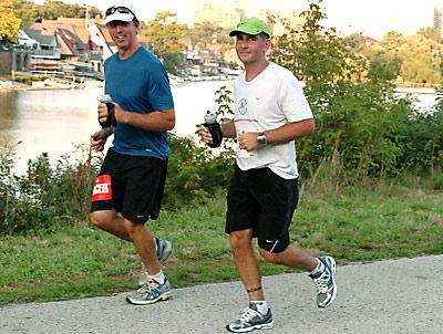 Dennis Fabiszak, at right, and Rich Sandstrom often run together in ultra races.