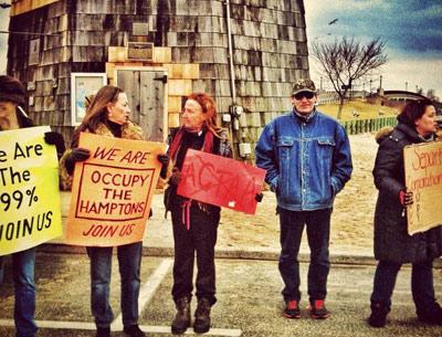 Protesters in Sag Harbor earlier this month.