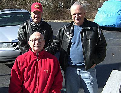 John Behan of Montauk, front, received a visit on Feb. 12 from the man he said saved his life in Vietnam, Tom Morrison, right, and his cousin Gene Jones, left, all of whom served in the Marines.