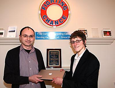 Sean Carmichael, the Ross School’s director of technology, was part of a team put together by Fighting Chance, a free cancer counseling center in Sag Harbor, to donate a lightly-used computer to Jonathan Tyrer, a 20-year-old cancer survivor and budding composer.