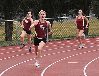 Ashley West, East Hampton’s all-state runner, competed in four events in Friday’s scrimmage with Southampton — the 200, the 400, the 4-by-100 relay, and the 4-by-400 relay.