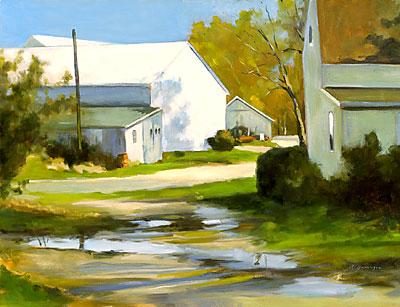 Corwith Farm,” an oil-and-canvas painting by Aubrey Grainger, will be on view at Pritam & Eames in a show called “Art at Home” beginning this weekend.