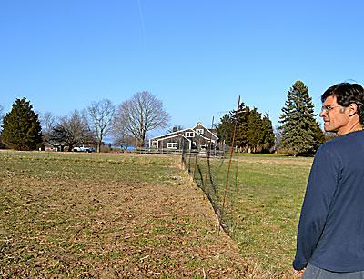 Paul Hamilton has begun to prepare the soil on the Peconic Land Trust’s land in Springs for a farmers market garden he manages.