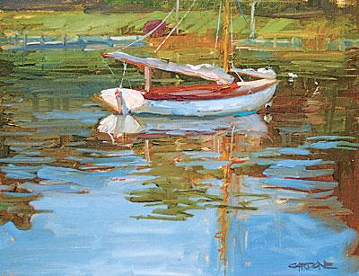 Thomas Cardone’s “Shelter Island Fall” is on view at the Grenning Gallery in Sag Harbor through the end of the month.