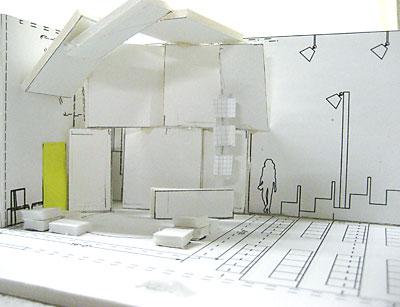 Peter-Tolin Baker designed a foam-core model of the set, which is now being built at the Bridgehampton Community House.