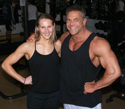 Zivile Ngo accords Chris Cosich, a champion bodybuilder, right, with getting her into competitive shape.