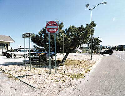 Signs changing the entrance and exit to one way in and one way out were posted last week at the Montauk 7-Eleven.