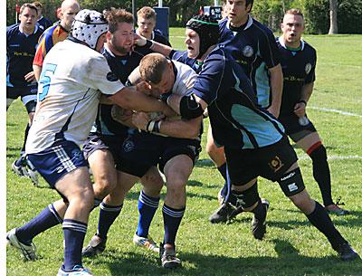 John Glennon, bulling his way forward in Saturday’s game with White Plains, was Montauk’s man of the match.