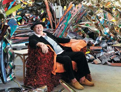 This picture of John Chamberlain was taken in his Shelter Island studio in 2011. His retrospective at the Solomon R. Guggenheim Museum in New York closes this week.