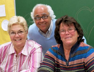 After winning the election at the Montauk Citizens Advisory Committee for the positions of secretary and chairwoman, Marilyn Behan, left, and Diane Hausman joined East Hampton Town Councilman Dominick Stanzione to lead the meeting.