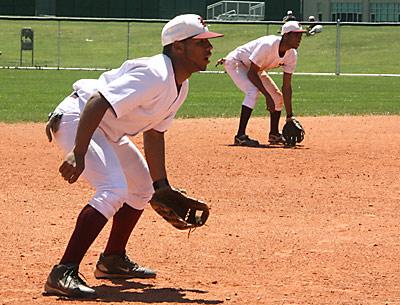 Michael Abreu, at third, and Deilyn Guzman, at short, anchored the East Hampton High School baseball team this spring.