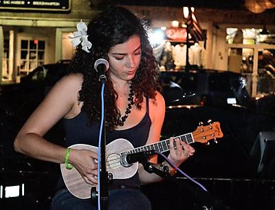 Lilly-Anne Merat has been a featured performer at the Thursday night open mike at Phao in Sag Harbor. Her father, Alfredo Merat, is a musician and the manager of the restaurant.