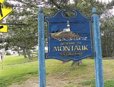 A new Welcome to Montauk sign is not being well received by residents, including the one who made this sign.