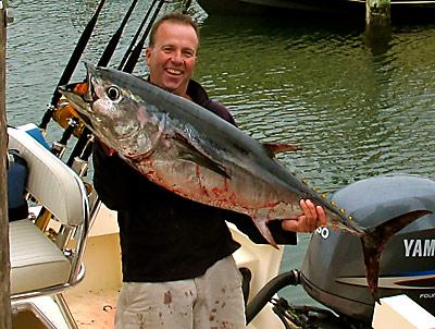 Harry Ellis of Montauk trolled up this 64-pound bluefin tuna within sight of land one week ago.