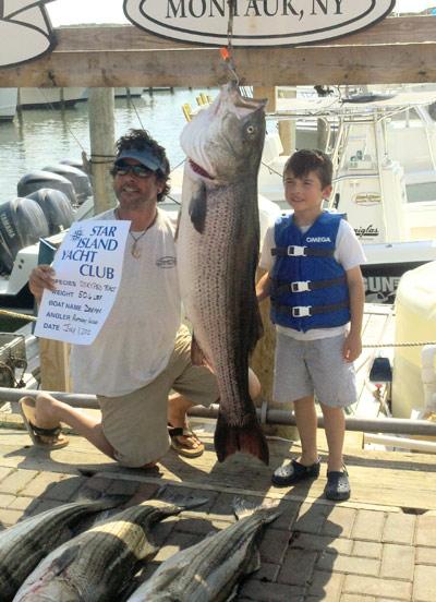 The 50.7-pound striper Anthony Vaccaro caught on Sunday was bigger than Anthony Jr.