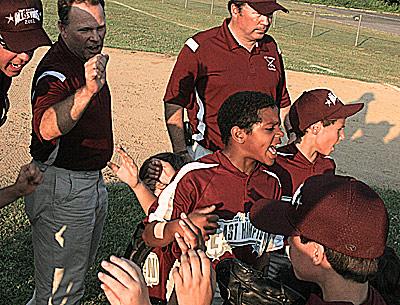 Bonac’s 9-to-10-year-old Little League traveling all-stars were in high spirits after “mercying” Sag Harbor 13-0 at the Pantigo Fields Friday.