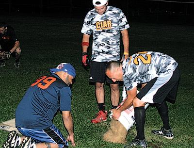 First, before Monday night’s game began, Jerry Uribe, Tommy Thorsen, and Ray Wojtusiak had to fill in a sizable hole in the outfield.