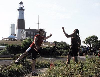 The finish line was at the foot of the historic Montauk Lighthouse.