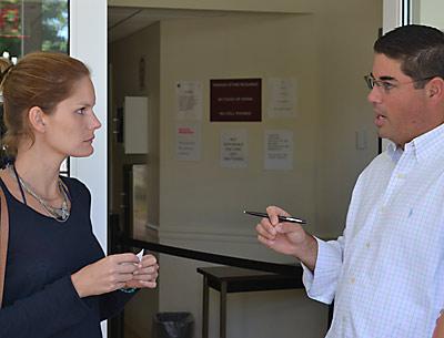 Marcella Drumond of Brazil, left, navigated the United States legal system with the help of Trevor M. Darrell, an East Hampton lawyer, after her husband’s driving while intoxicated arrest late Saturday.