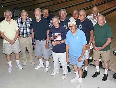 They come to roll: The Senior Men’s League takes to the lanes at East Hampton Bowl on Wednesday mornings.