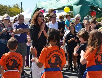 Michelle Del Giorno led her karate class, Storm (for a Select Team of Role Models), in a demonstration on Sag Harbor’s Long Wharf on Saturday during HarborFest.