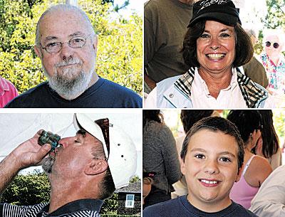 Heroes and heroines of the annual town trustees’ largest-clam contest included, clockwise from top left, Jim Sullivan, who won the chowder contest; Linda Calder, who dug the biggest clam, a 2.9-pounder; Edward Hoff III with the biggest bivalve among junior diggers, and Peter Van Scoyoc, town councilman and master chowder judge.