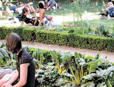 Yellow chard seems to be in every garden, even a vest-pocket park in the Marais.