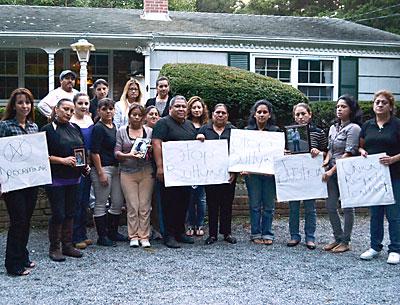 Friends and family of David Hernandez met in East Hampton last Thursday to draw attention to the East Hampton High School junior’s Sept. 29 suicide. His mother, Carmita Barros, was second from left, holding his photograph.