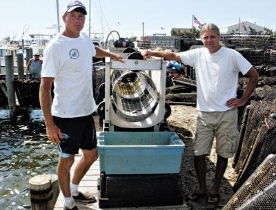 Mike Martinson and Mike Doall of the Montauk Shellfish Company, photographed in July, worked hard to save their crop as Hurricane Sandy approached.