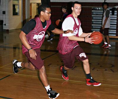 Thomas King, at right, and Juan Cuevas are expected to make significant contributions to East Hampton High’s boys basketball team this winter.