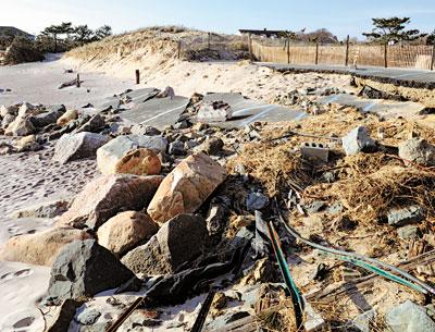 The East Hampton Village Board considered adding a bulkhead to the road end at Georgica Beach at its meeting last Thursday.