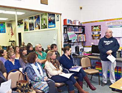 Peter Joyce of the Montauk Fire Department asked the Montauk School Board on Tuesday about what it would take to make the school building a hurricane shelter.