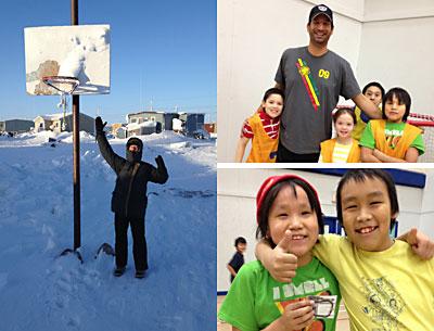 Basketball will have to wait, though Mark Crandall, at left, and Hoops 4 Hope’s volunteer Canadian director, Rick Gill, at right, are using indoor soccer as the means by which to reach Inuit children with their life skills curriculum in the arctic region.