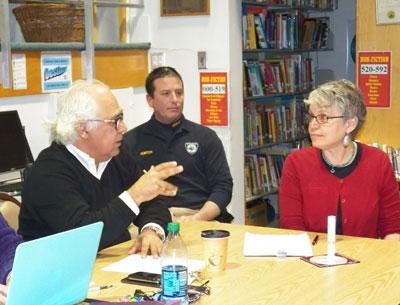 East Hampton Councilman Dominick Stanzione spokewith Marguerite Wolffsohn, the East Hampton Town planning director, at the Montauk Citizens Advisory Committee on Monday and agreed that they should narrow down the hamlet’s most important issues and lobby the town board to prioritize them.