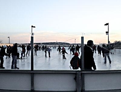 Ice skating at Greenport’s waterfront Mitchell Park is just one of the choices on the North Fork for those looking for a change of scenery this winter.