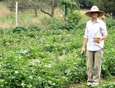 Frank Trentacoste, or Farmer Frank, helped his brother pick produce at Quail Hill Farm in Amagansett last summer. This year, he is launching Bhumi Farm on a two-acre plot leased from the Peconic Land Trust.