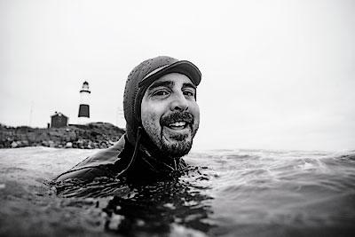 James Katsipis opts for a “seal’s-eye view” of the winter surfing action in Montauk, taking to the water when he takes still images and video here and in Ireland.